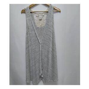 American Rag Cie Lace Trim Knit Vest Gray Solid Sleeveless Size M